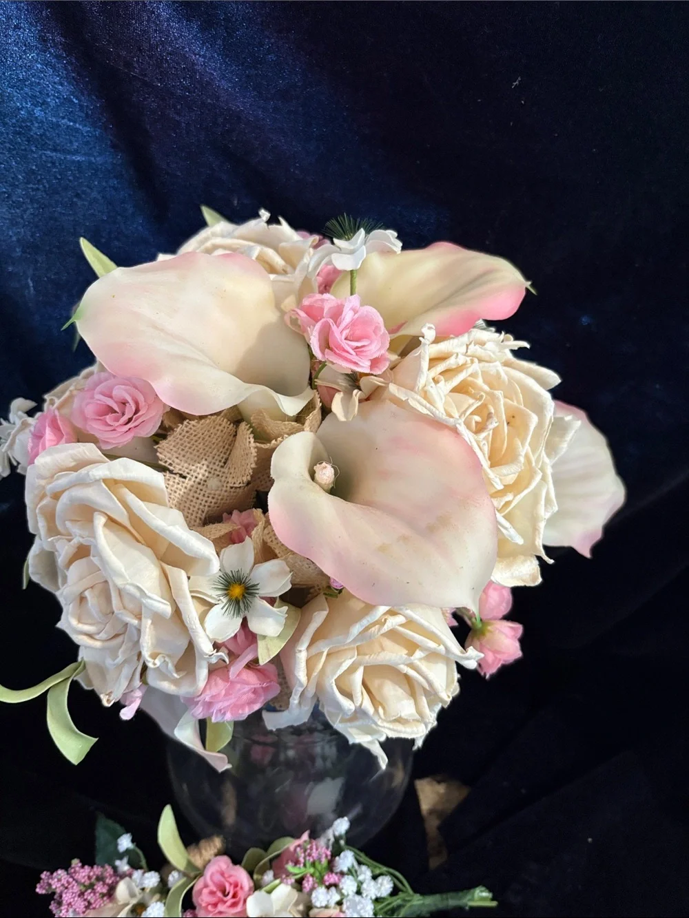 Pink and Cream Artificial Floral Bouquet Set - Wedding Flowers & Bouts